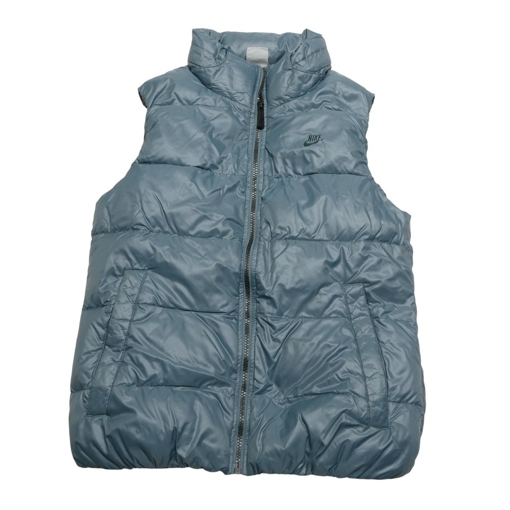 Nike Vest Womens Medium Gray 700 Down Puffer Quilted Full Zip Outdoor Hiking